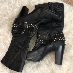 Studded black boots
